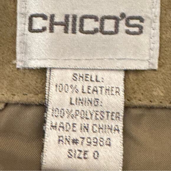 Chico's 100% leather sage open front dressy jacket size XS (Chico's size 0)
 b36 - Picture 2 of 3